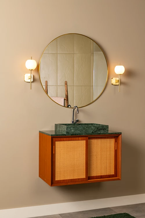 Lucide ELDA - Applique murale Salle de bains - 1xG9 - IP44 - Or Mat / Laiton - ambiance 1